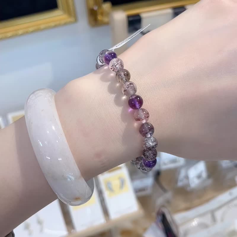 精品体透聚宝盆矿多闪片梦幻超七7.5mm15.28g骨干水晶多功能磁场 - 手链/手环 - 水晶 多色