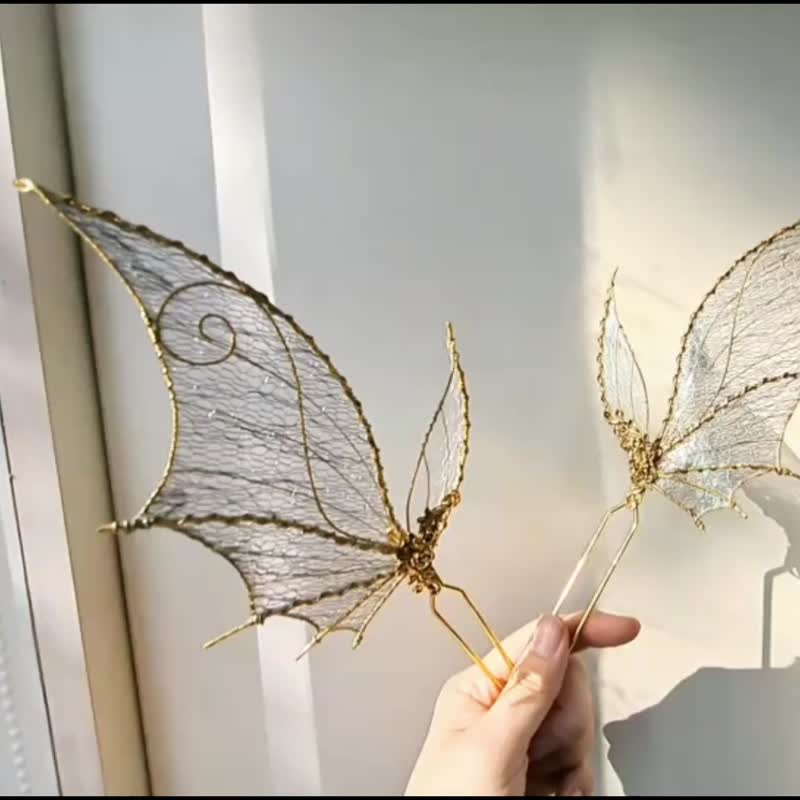 水晶花系列【玫瑰花冠龙之翼】对钗~欧洲复古宫廷风 - 发饰 - 其他金属 透明