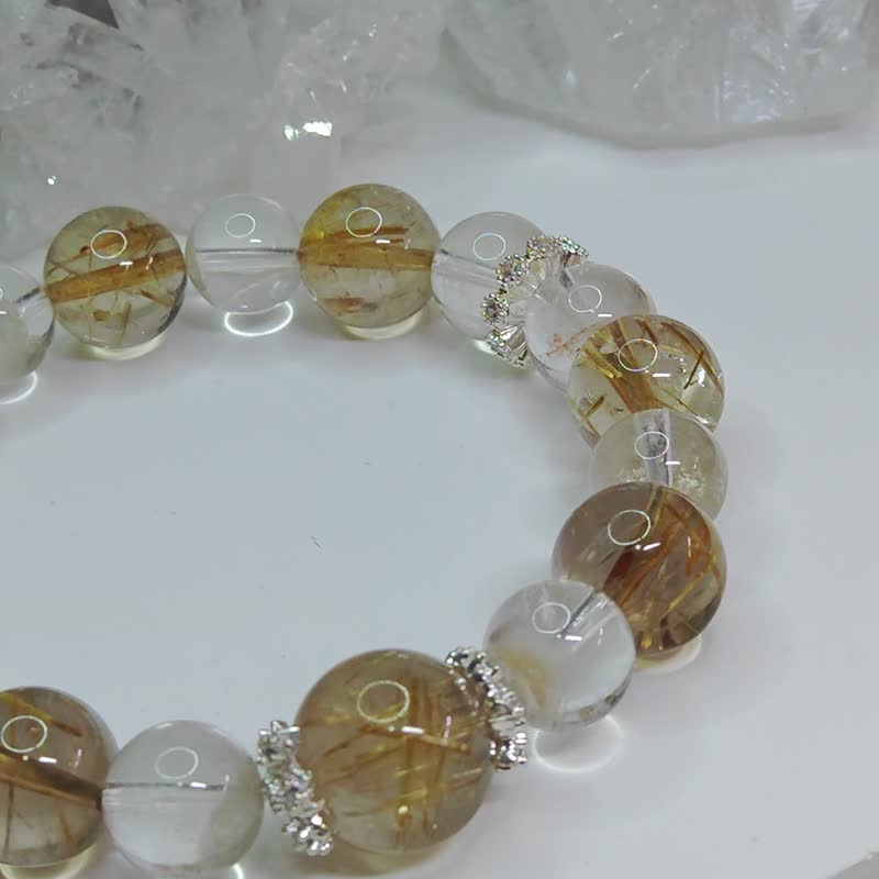 优质没瑕疵福利品•金发晶•幽灵水晶•三角雪山 - 手链/手环 - 水晶 