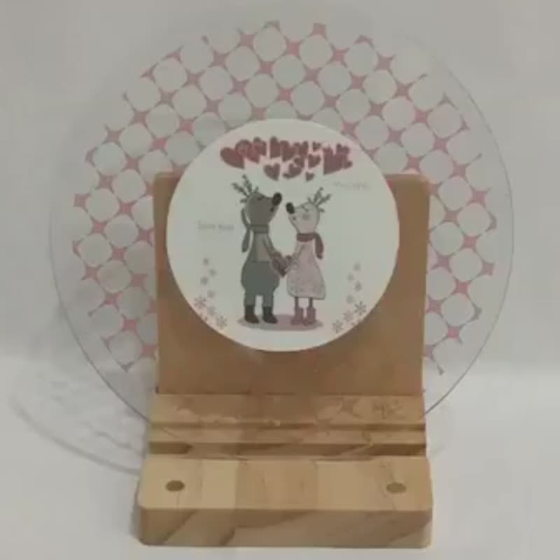 压克力 LED 婚礼邀请卡 圆形粉白情侣雪人 含紙信封 结婚 客制化 - 卡片/明信片 - 压克力 粉红色