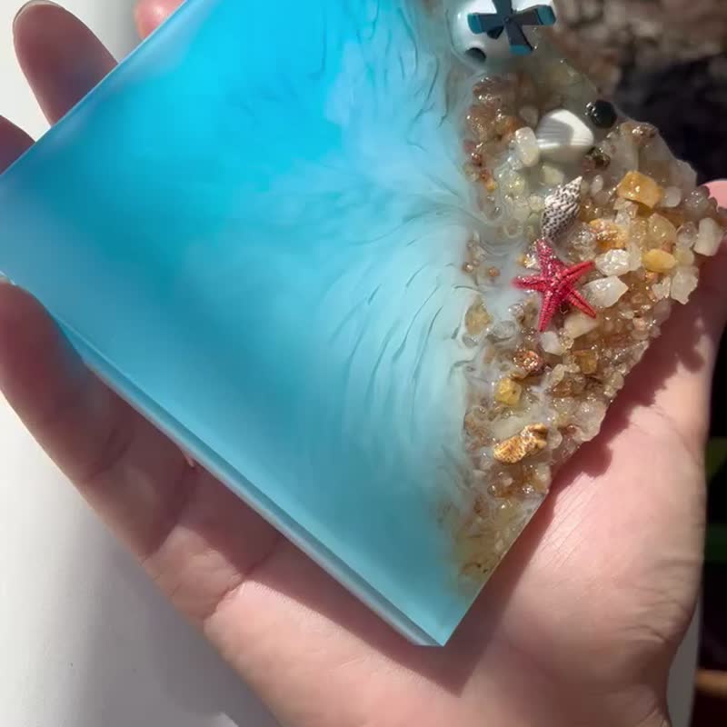 小海洋手工杯墊-樹脂桌擺-童話裡的海灘 - 摆饰 - 树脂 多色