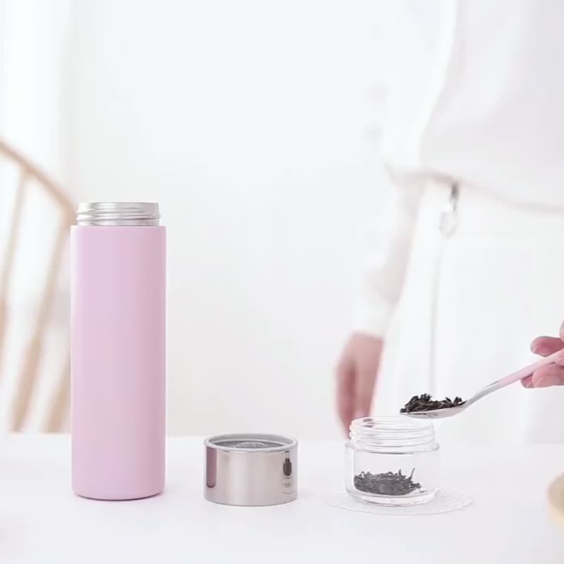 【新年礼物】茶水分离保温泡茶杯 附茶叶滤网-Enjoy Every Moment - 保温瓶/保温杯 - 不锈钢 粉红色
