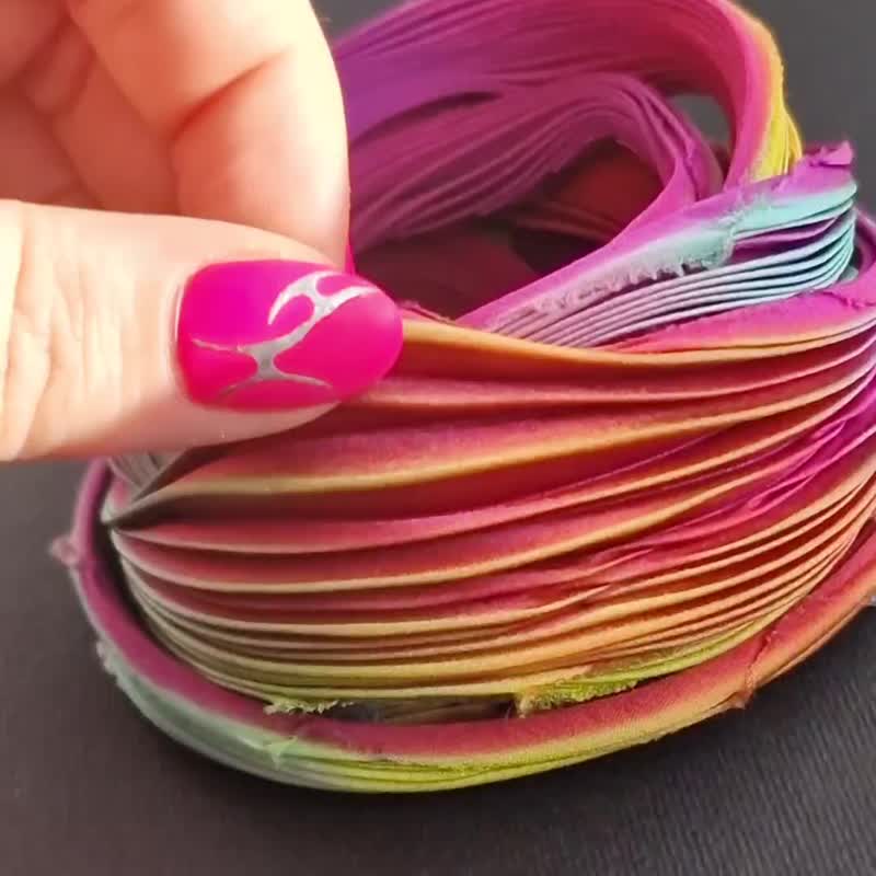 30 厘米 1/3 码纯丝织带手工天然丝绸打褶布料 - 编织/刺绣/羊毛毡/裁缝 - 丝．绢 