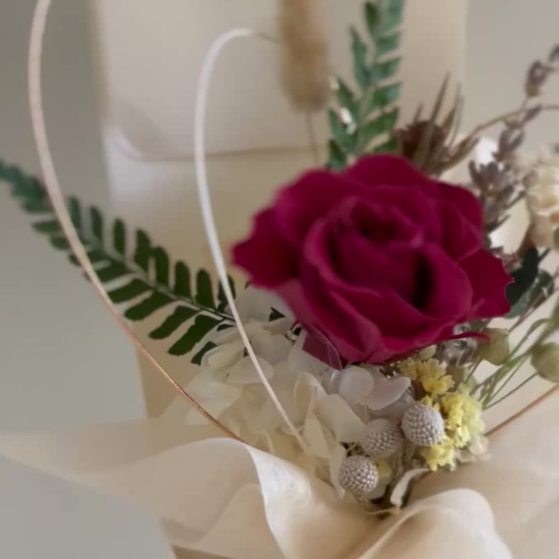 唯一的爱红玫瑰 单支永生玫瑰花束・纪念日 生日 520 告白花束 - 干燥花/捧花 - 植物．花 
