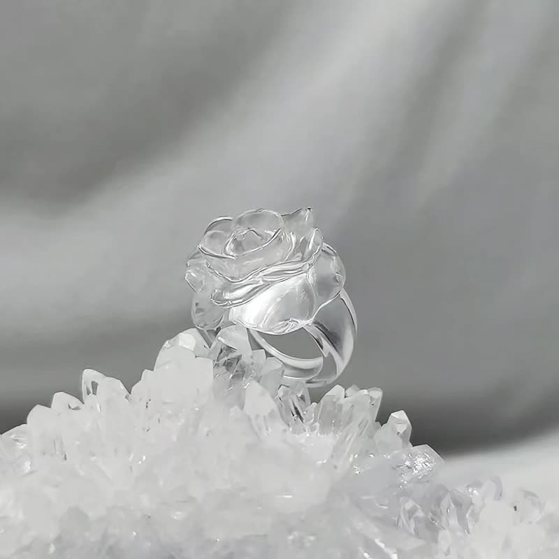 天然顶级白水晶 茶花 水晶之王 大宝石戒指 内径19.5mm 单品 礼物 - 戒指 - 宝石 白色