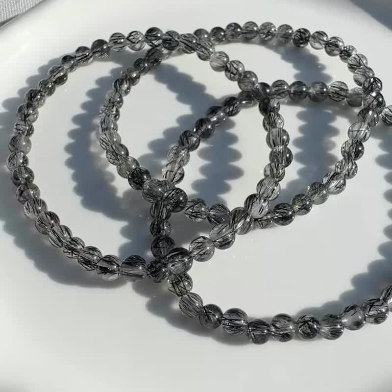 永远在右手的小黑黑 黑发晶 小咪数 避邪挡灾 蕾丝黑发 水晶手链 - 手链/手环 - 水晶 黑色