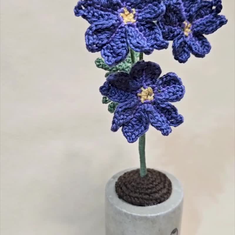 1-4月の花-蓝色初恋草-手作编织植物 - 植栽/盆栽 - 绣线 蓝色