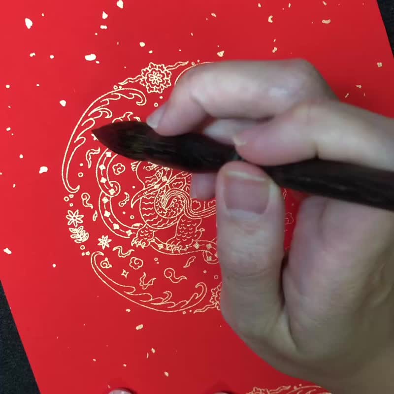 【静砚斋】手写七言春联对联(金蛇披彩新春到/喜鹊登梅幸福来) - 红包/春联 - 纸 红色