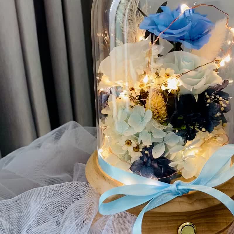 蓝色梦境 原木永生花灯蓝牙音响 生日礼物 纪念日 情人节礼物 - 干燥花/捧花 - 植物．花 蓝色
