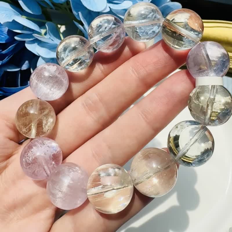 精品萤光星闪拉丝双色紫锂辉15.2-15.7mm85.09g提高睡眠缓解焦虑 - 手链/手环 - 水晶 紫色