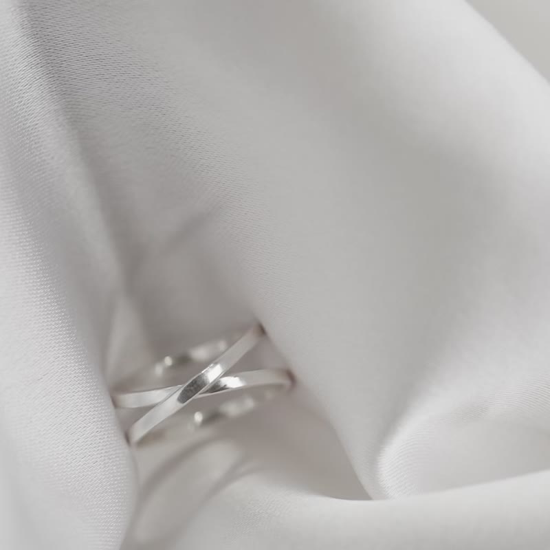 重叠交错戒 - 戒指 - 银 银色