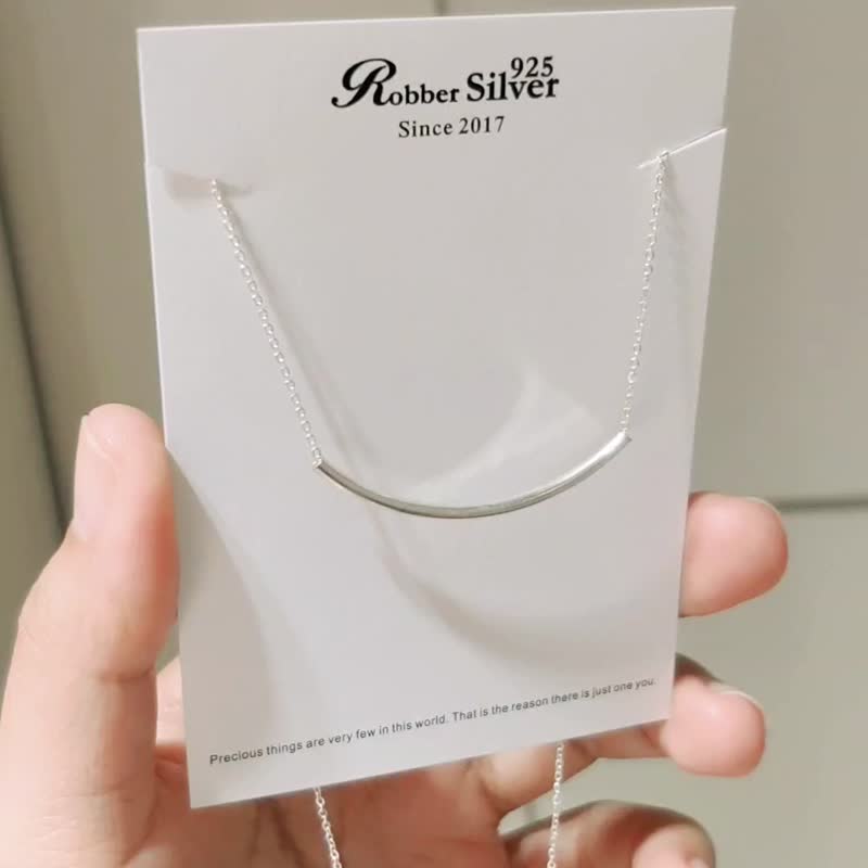 SV925 SMILE 一抹微笑项链 弯管 可调长度 - 锁骨链 - 纯银 银色
