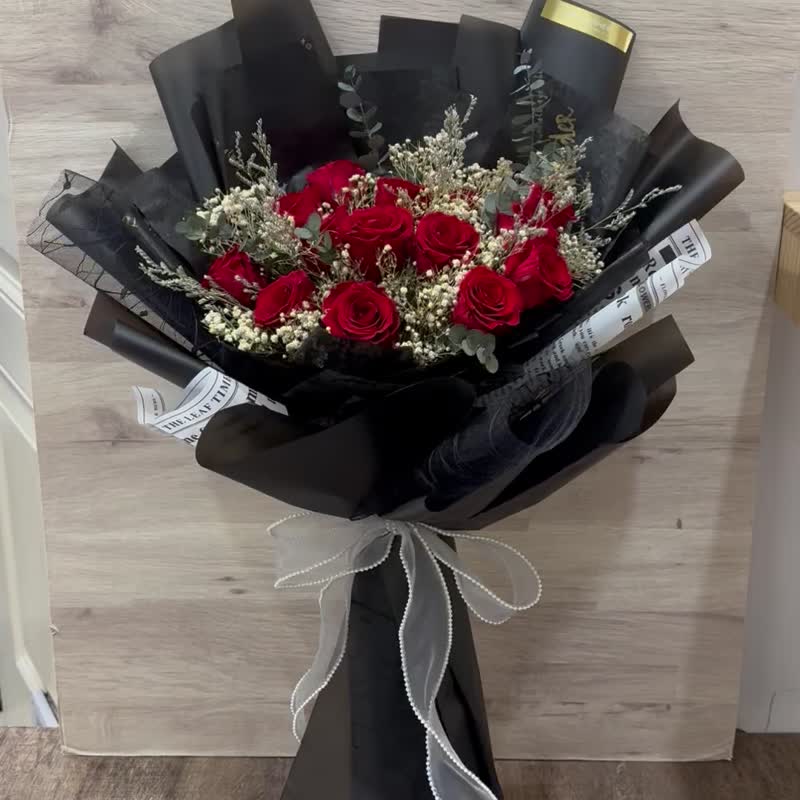 14朶永生玫瑰花束 干燥花/求婚花束/生日/情人节 - 干燥花/捧花 - 植物．花 