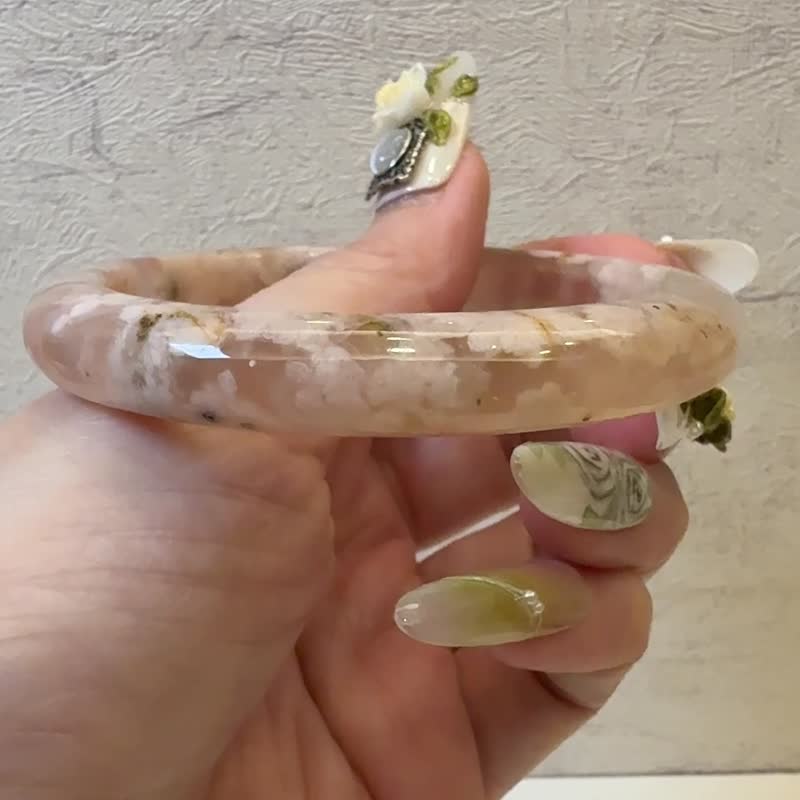 樱花玛瑙手镯 玛瑙手镯双面满花小碎花细镯正镯套镯57-58可戴 - 手链/手环 - 玉石 