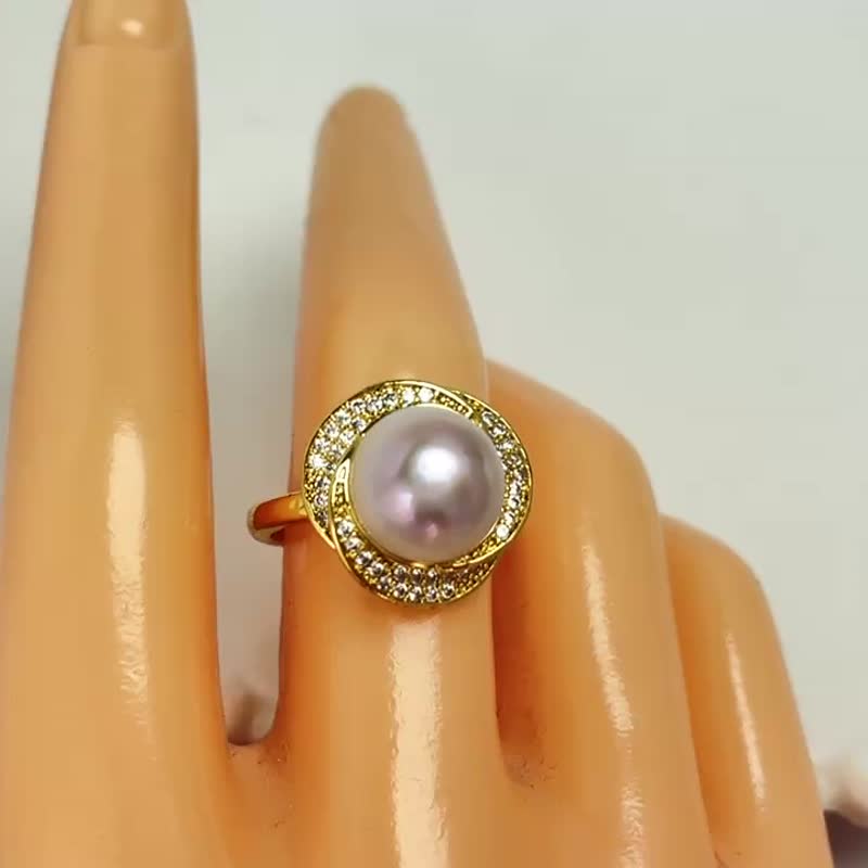 天然淡水珍珠 S925银14K注金 戒指 - 戒指 - 珍珠 白色