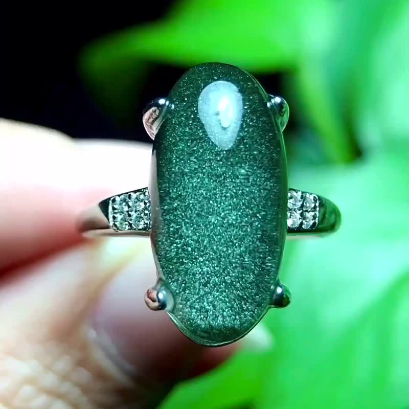 极品天然绿幽灵戒指 圈口可以调节大小 超美纯天然巴西老矿星光 - 戒指 - 水晶 