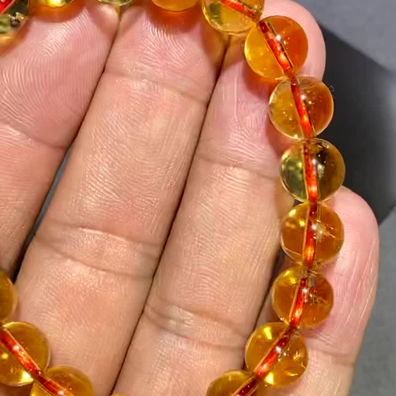 招财黄水晶 纯天然巴西暴力黄黄水晶手链 原矿本色 晶体通透 - 手链/手环 - 水晶 