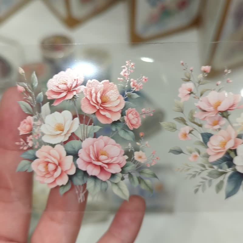 锦绣之华-透明PET胶带(特殊油墨/离型纸/白墨) 手帐贴纸质感拼贴 - 纸胶带 - 塑料 粉红色