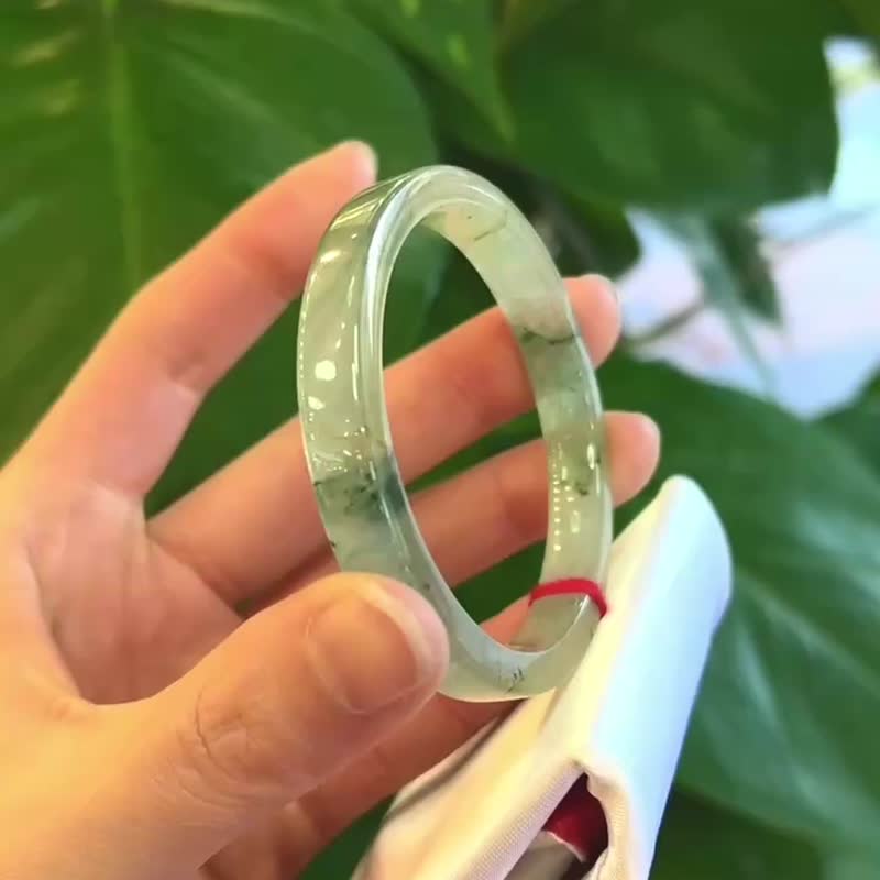 冰种 缅甸翡翠 A玉 玉镯 • 冰玻种花青翡翠贵妃京镯 - 手链/手环 - 玉石 绿色