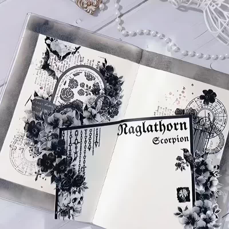 東西社文創【黑白寂欞】PET切模手帳黑白骷髏 暗黑 - 纸胶带 - 其他材质 