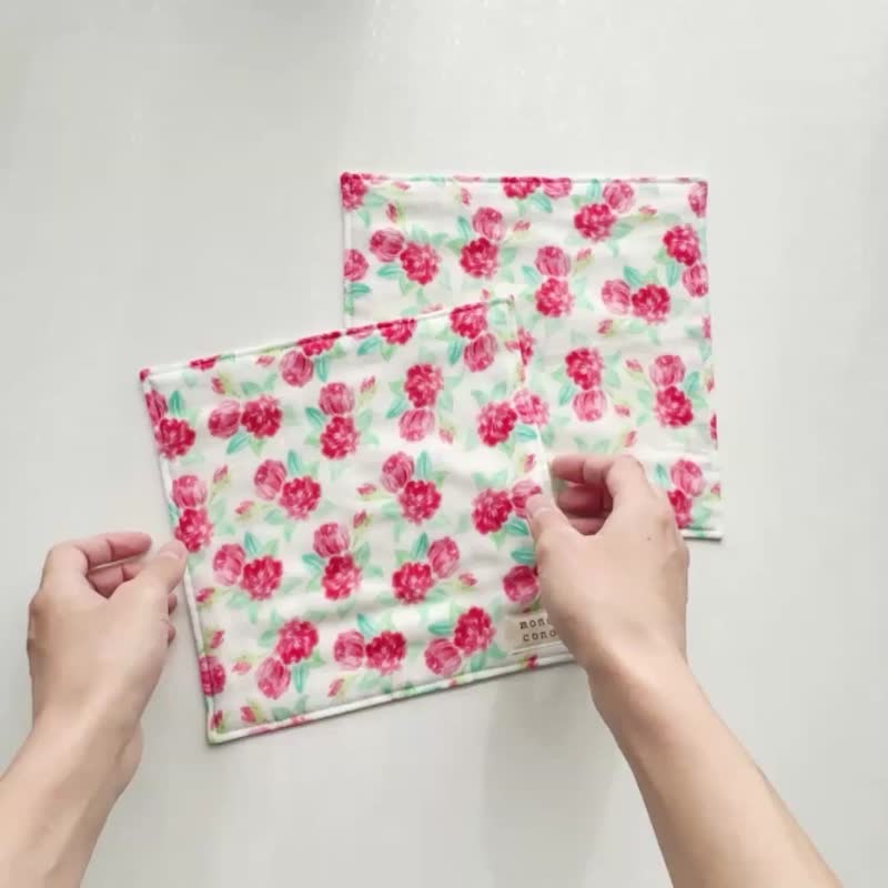 有机棉冬季玫瑰纱手帕 - 手帕/方巾 - 棉．麻 多色