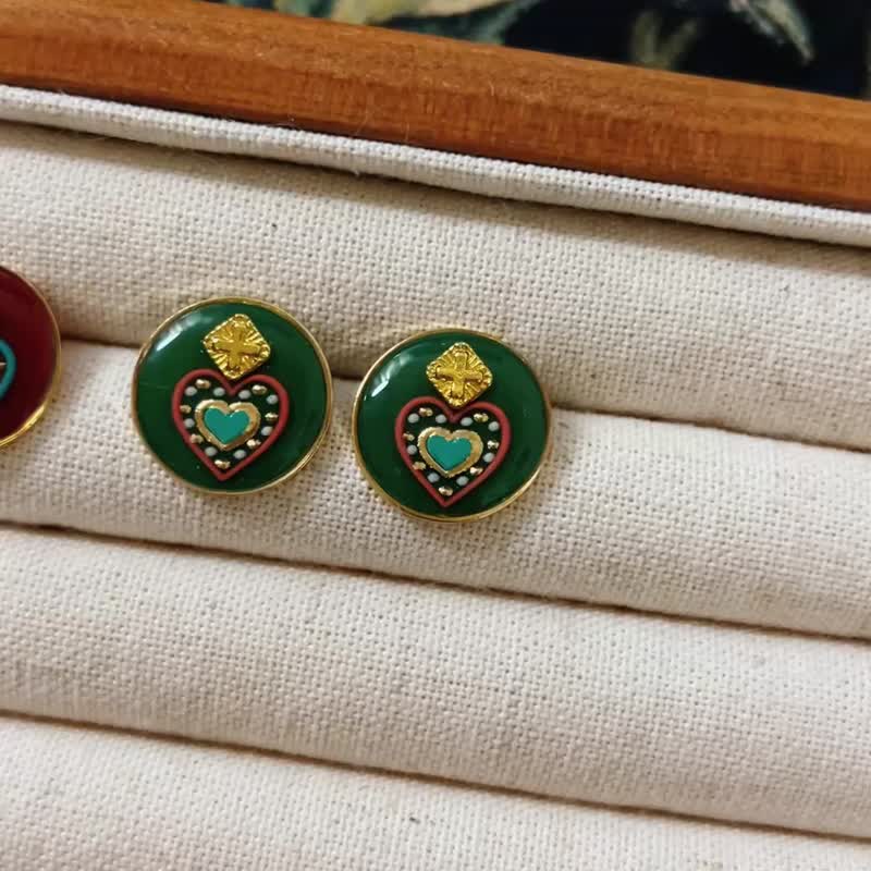 耳环 | Sacred Emblem 圣心之印 - 静夜绿 - 耳环/耳夹 - 树脂 绿色