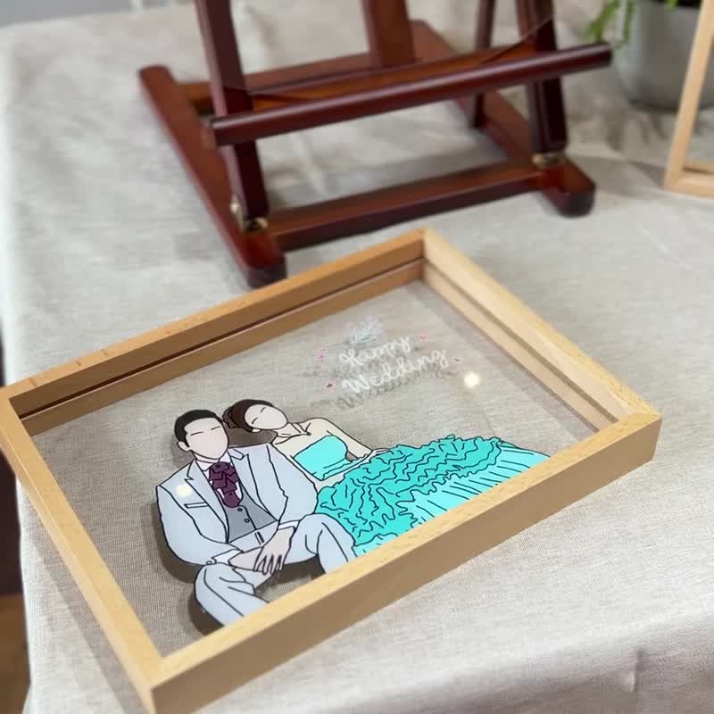 订制新婚人像似颜绘 婚礼布置 情侣 定制化 手绘框 - 订制画像 - 压克力 