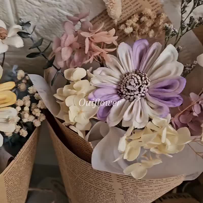 向日葵花束(含提盒) 情人节 毕业 谢师花束 生日 荣升 退休 - 干燥花/捧花 - 植物．花 