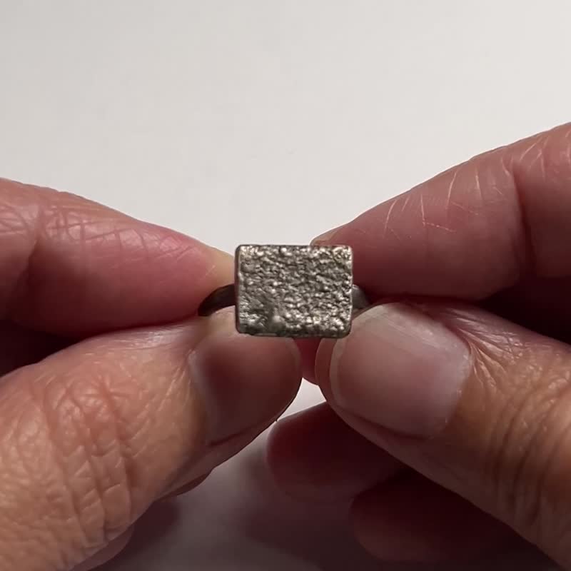 【Coal系列】#a310 灰融岩戒指(11号)/ 925银/ 手工礼物/ 定制化 - 戒指 - 银 银色
