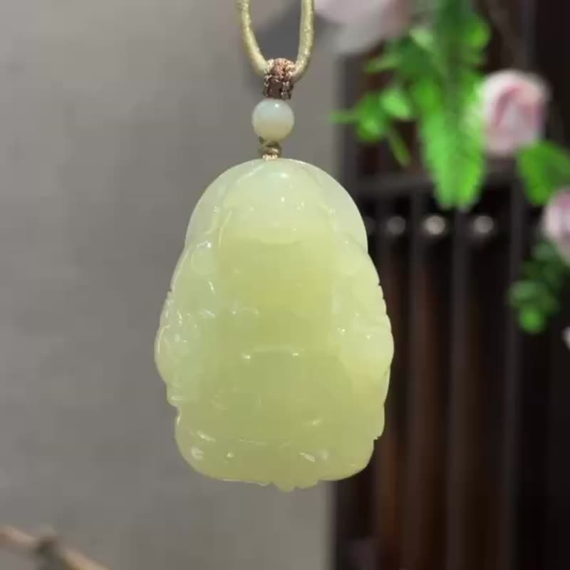 秒杀价 天然和田玉黄口料佛吊坠 雕工精致 - 吊饰 - 玉石 