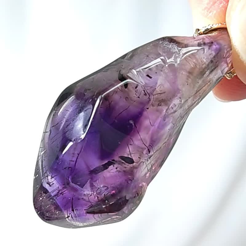 超七水晶原矿 弓箭 羽毛 不对称设计耳环 单品 礼物 独家 收藏 - 耳环/耳夹 - 宝石 紫色