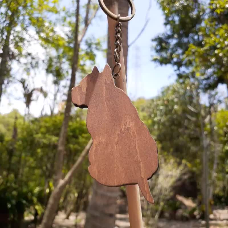 手工木作创意钥匙圈  法斗 B - 钥匙链/钥匙包 - 木头 咖啡色