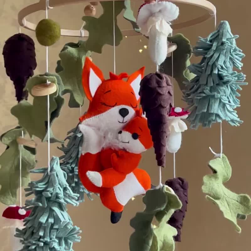 婴儿移动福克斯婴儿淋浴礼品婴儿床音乐移动毡婴儿男孩移动森林 - 玩具/玩偶 - 其他材质 橘色