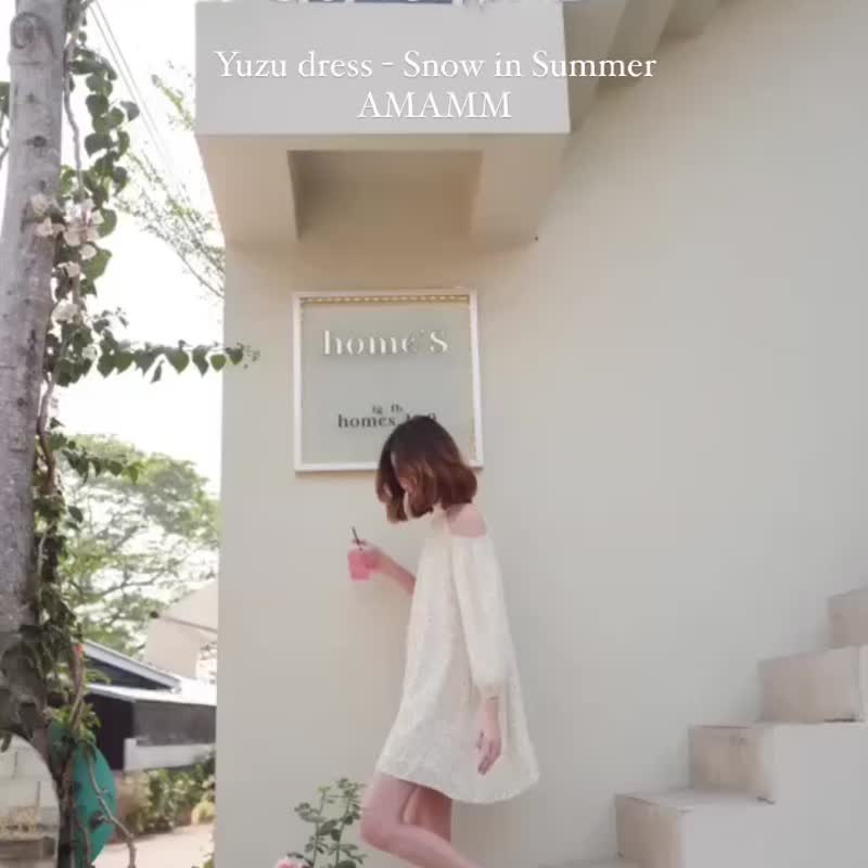 AMAMM Yuzu dress - Snow in Summer - 洋装/连衣裙 - 丝．绢 绿色