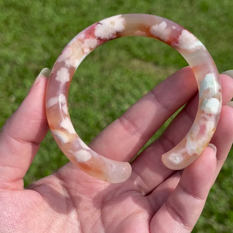 彩带花猫咪 -樱花玛瑙。猫爪镯。彩虹珠沙。稀有品项 - 手链/手环 - 半宝石 多色