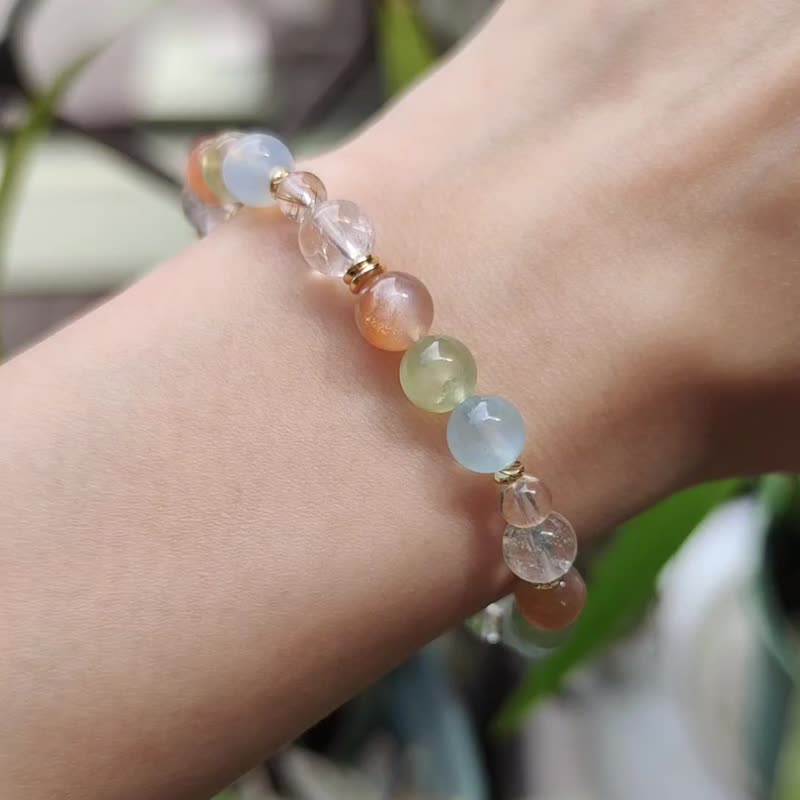 晨曦-能量水晶手链-魔鬼发晶/白兔毛/橙月光/葡萄石/海蓝宝 - 手链/手环 - 水晶 多色