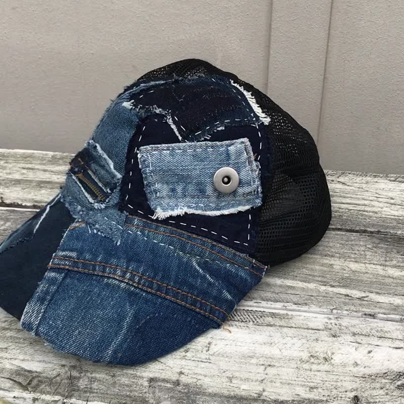 Boro patchwork hat cap-p020 - 帽子 - 聚酯纤维 