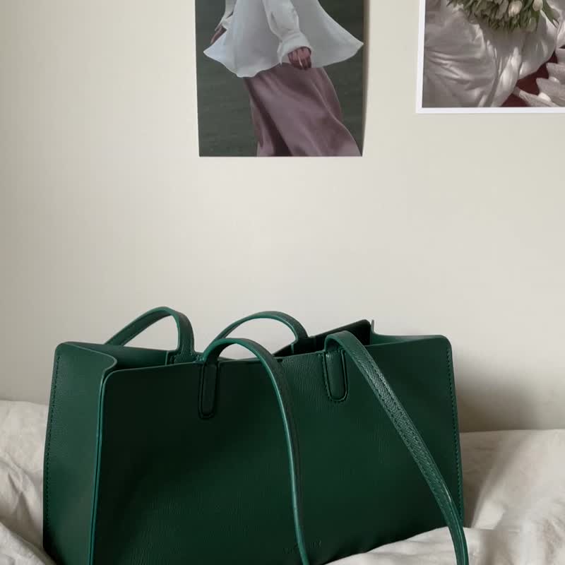 韩国 The Ally | LINA BAG (附同色帆布内袋) | 绿色 |手袋 单肩 - 手提包/手提袋 - 人造皮革 绿色