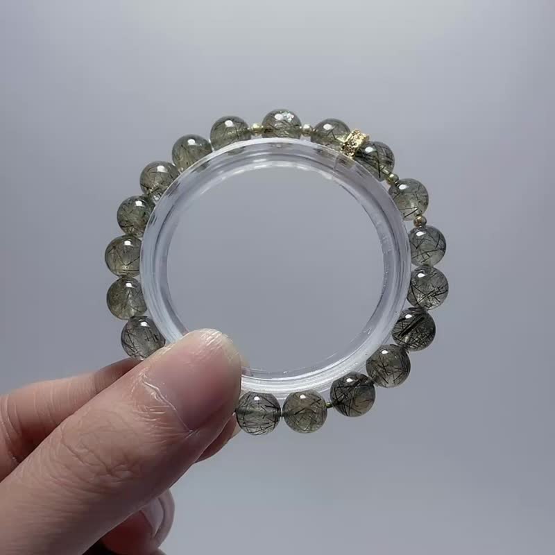 天然矿石 绿碧玺发晶 8mm 手链 - 手链/手环 - 宝石 绿色