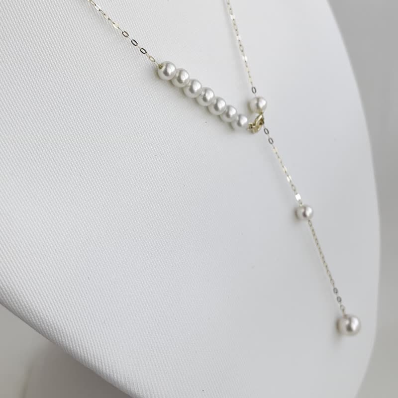 独家技术 珍珠可移动 多变造型 akoya珍珠项链 18k金项链 日本制 - 项链 - 珍珠 白色