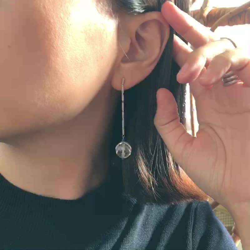 圣城 - 廊柱之名－白水晶青金石银耳针 - 耳环/耳夹 - 珍珠 白色