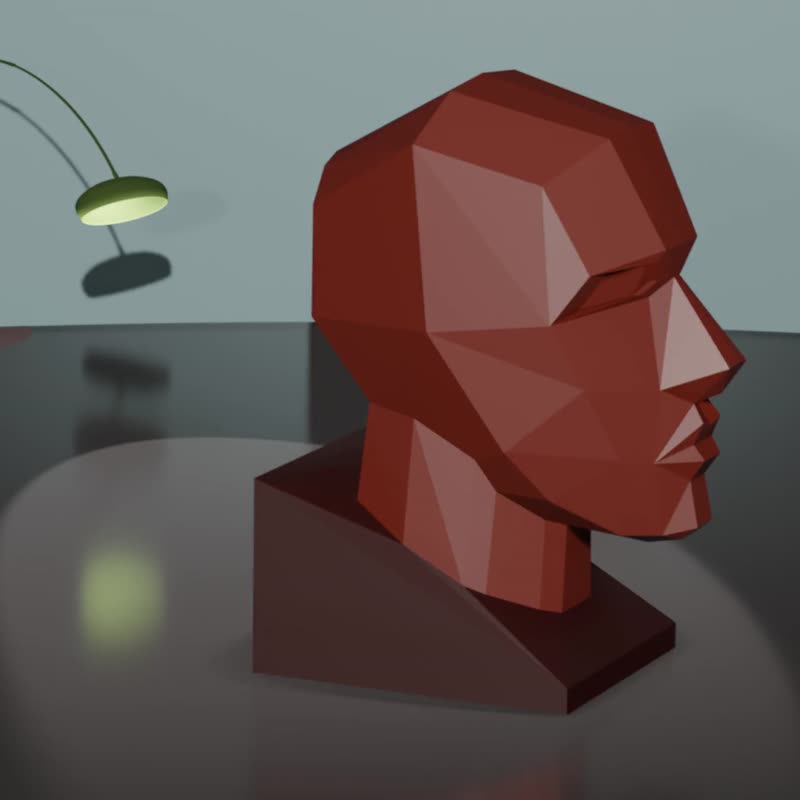 Human head, Low poly figurine, 3d Decor, Statue - 图文模板设计 - 其他材质 