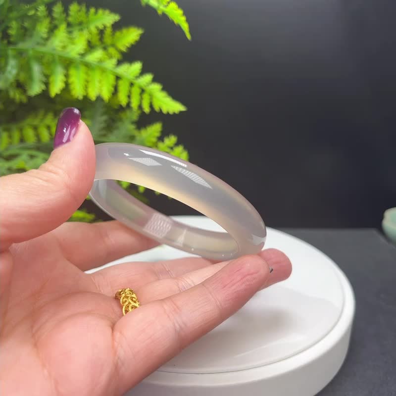 高品质 紫色玛瑙手镯 58MM 高冰冰润起刚 体净少纹 运势温婉贵气 - 手链/手环 - 半宝石 