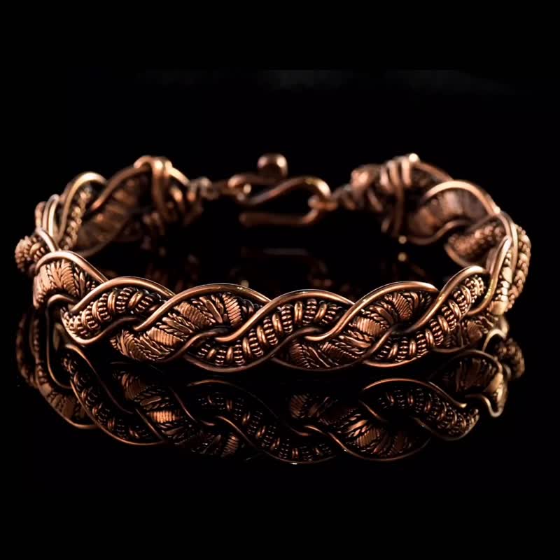 线绕铜手镯 古董风格铜首饰 WireWrapArt - 手链/手环 - 铜/黄铜 金色