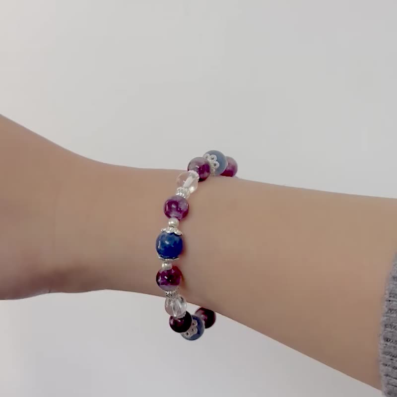 蓝晶石 紫锂云母 白水晶 天然水晶手链/ 贵人运 增自信 平静身心 - 手链/手环 - 水晶 紫色