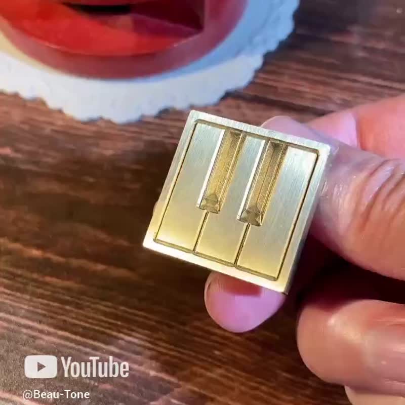 火漆印章 头 钢琴 方形 键盘 音乐 乐器 乐谱 - 印章/印台 - 其他金属 金色