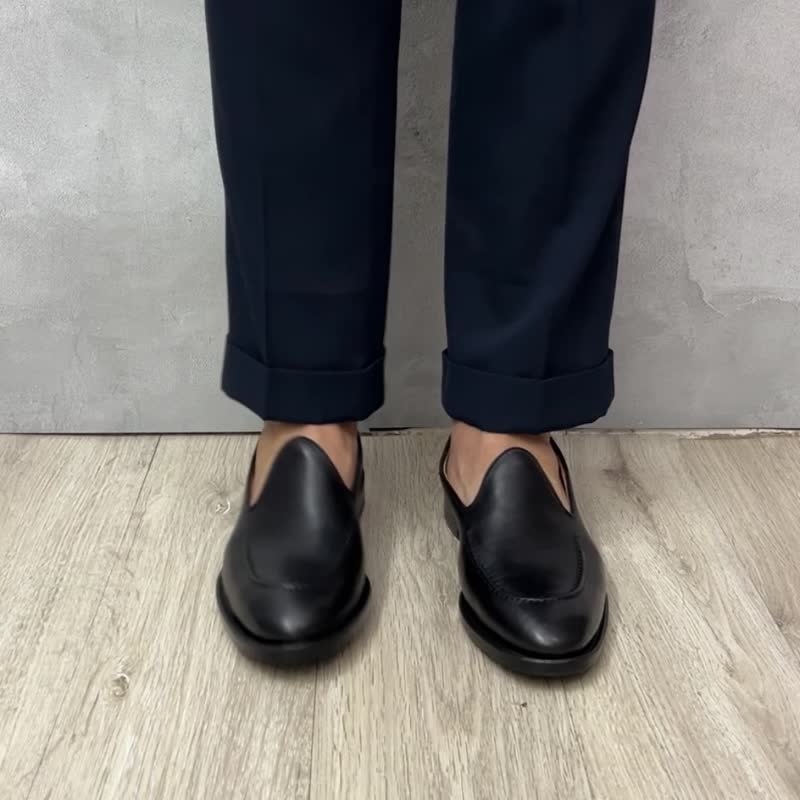 固特异手工缝制真皮比利时乐福鞋 Goodyear Welt Belgian Loafer - 男款靴子 - 真皮 咖啡色