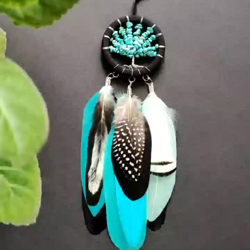 Small turquoise tree of life dream catcher car rear view mirror size รถดักฝัน - 墙贴/壁贴 - 宝石 