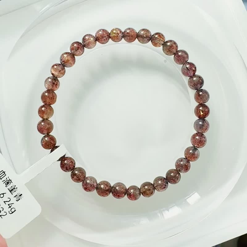毕业璀璨猫眼血滴堇青石5mm6.24g带彩麟光守财增加人缘开发灵性 - 手链/手环 - 水晶 红色