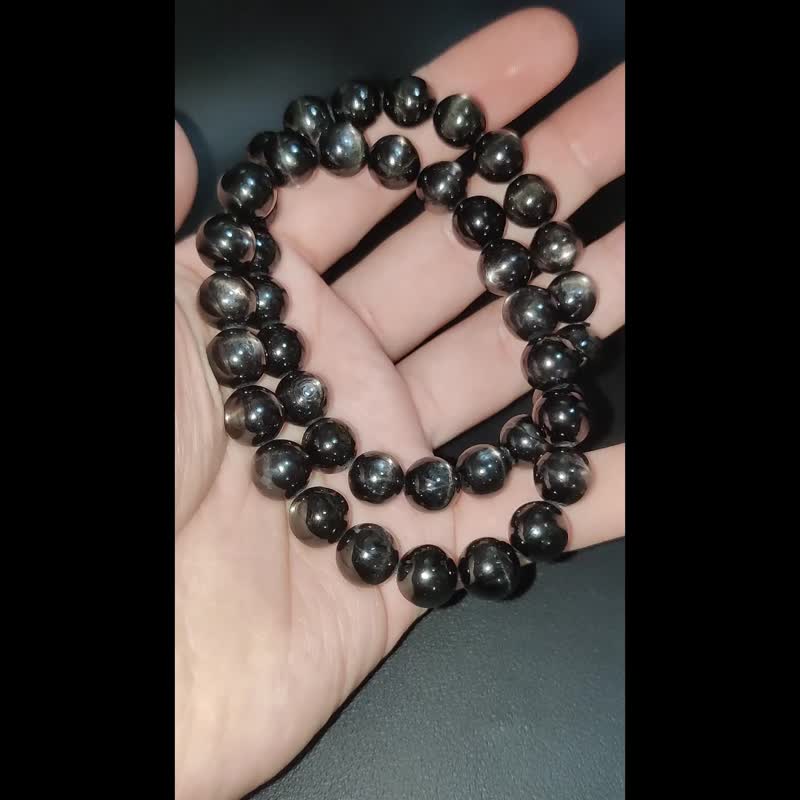 【订制品】金运石 手串 手链 天然水晶 水晶手链  8-14mm - 手链/手环 - 水晶 黑色